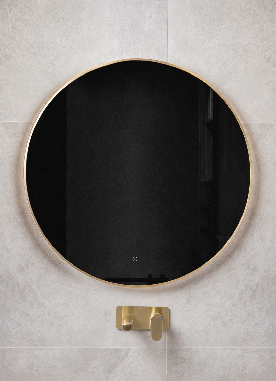 Зеркало круглое , мет. рама, подсв., сенсор, антизапотевание, d100cm, gun metal