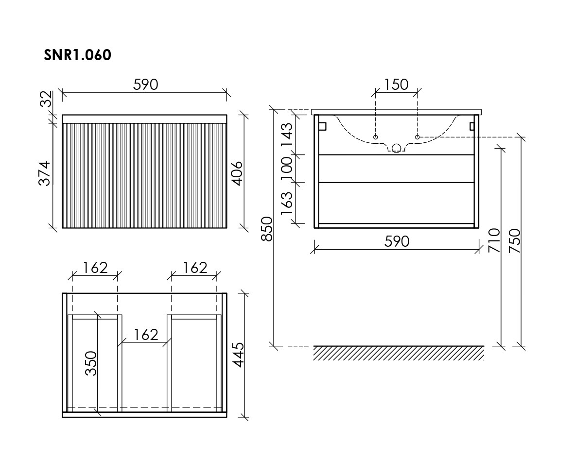 Тумба подвесная SANCOS Snob R 1.0 590х445х406, c одним ящиком оснащенным доводчиками, Beige Soft , арт. SNR1.060CE