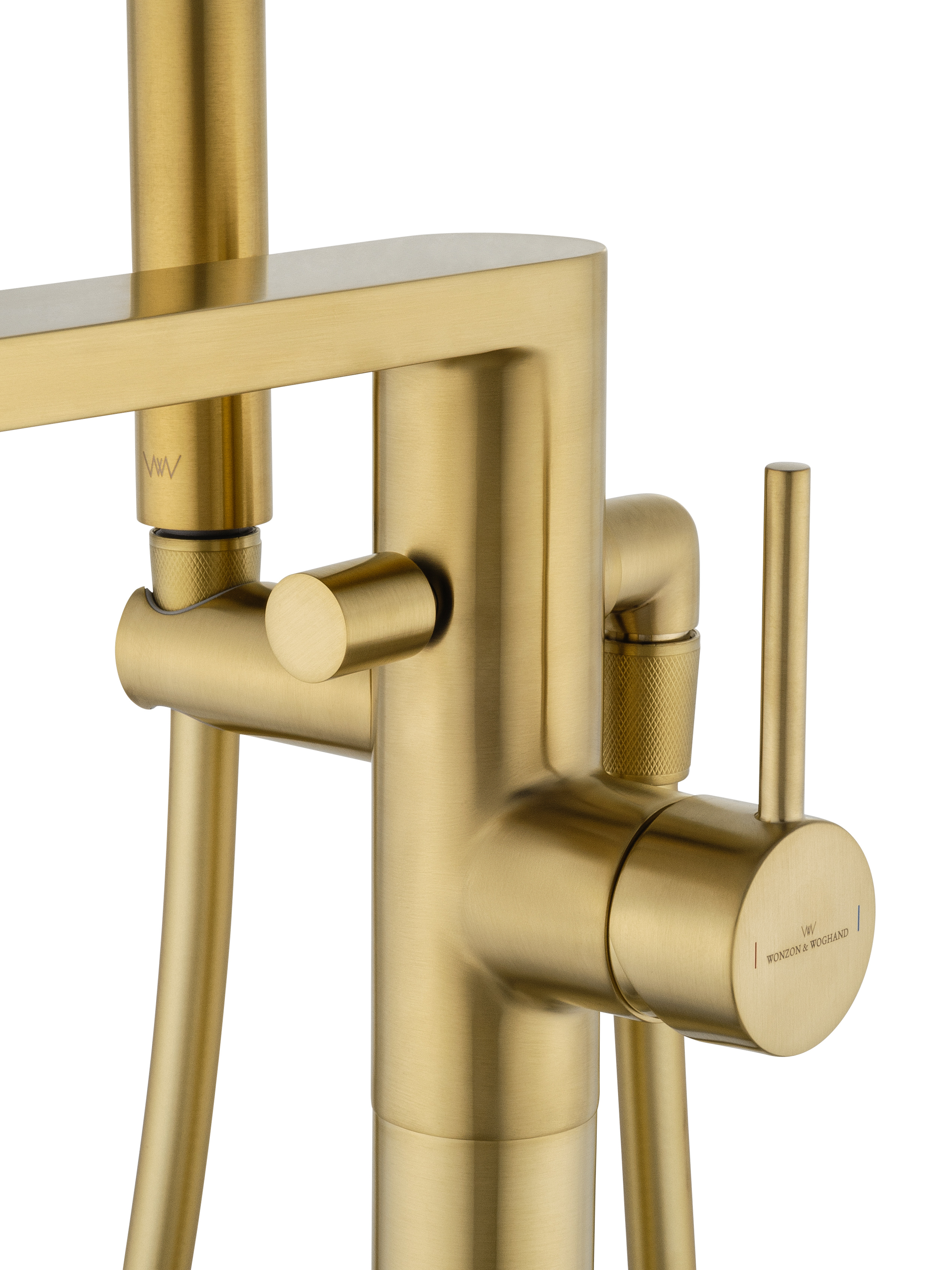 Смеситель для ванны напольного монтажа wonzon & woghand stick, брашированное золото (ww-88649901- bg)