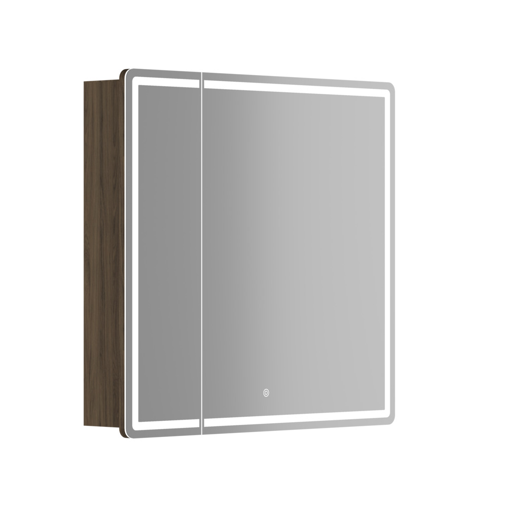 Зеркальный шкаф для ванной комнаты sancos mirror 790x150х740 мм, с led подсветкой, цвет дуб чарльстон, арт. mi80ech