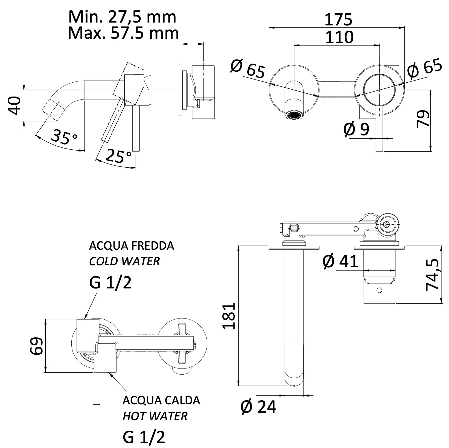 Смеситель для раковины mariani next b16565nsp, нержавеющая сталь