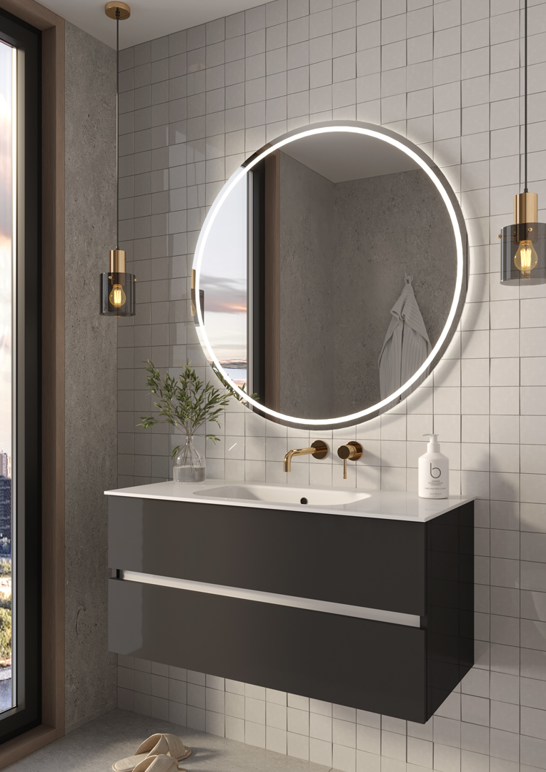 Тумба без раковины vallessi 100*46cm антрацит глянец 2 полки