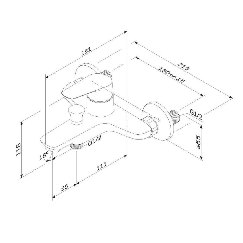 F85E10000_ххх Joy, смеситель д/ванны/душа, хром, шт