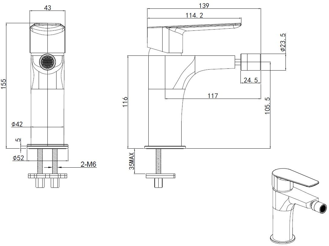Смеситель для биде Allen Brau Eclipse 2.0 5.E1A10-31 черный матовый