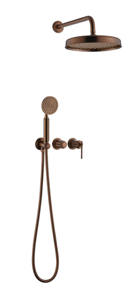 Смеситель встроенный + верхний+ ручной душ, boheme eterna brushed bronze