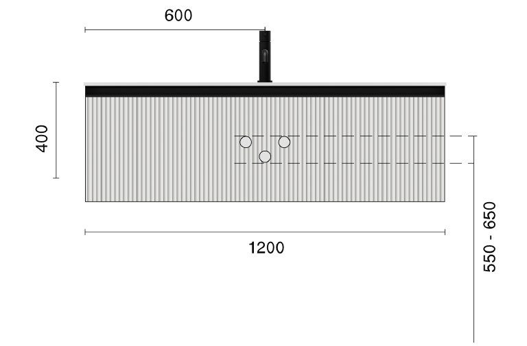 Quatro 1 120cm тумба рифл cashmere профиль matt gold + внутр. подсв.