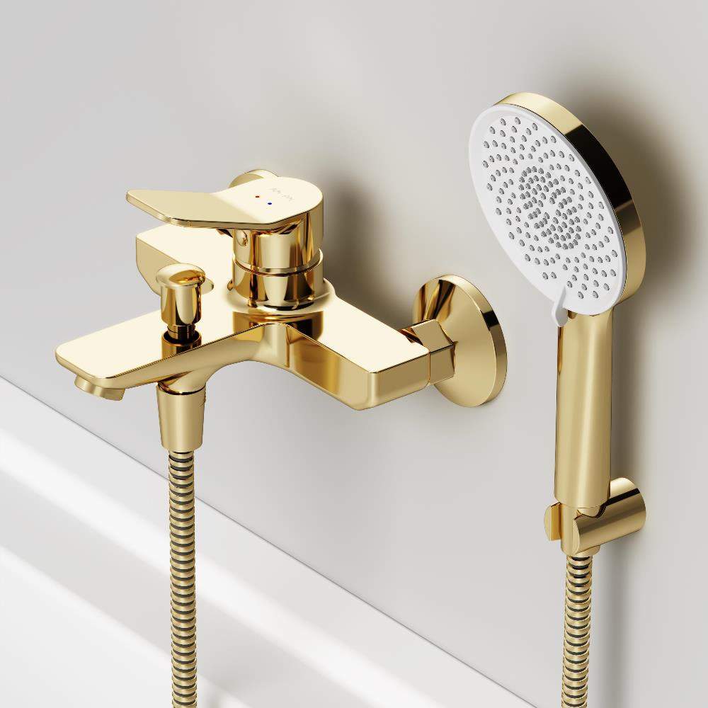 F85A15099 X-Joy, смеситель д/ванны/душа, душ.набор, золото