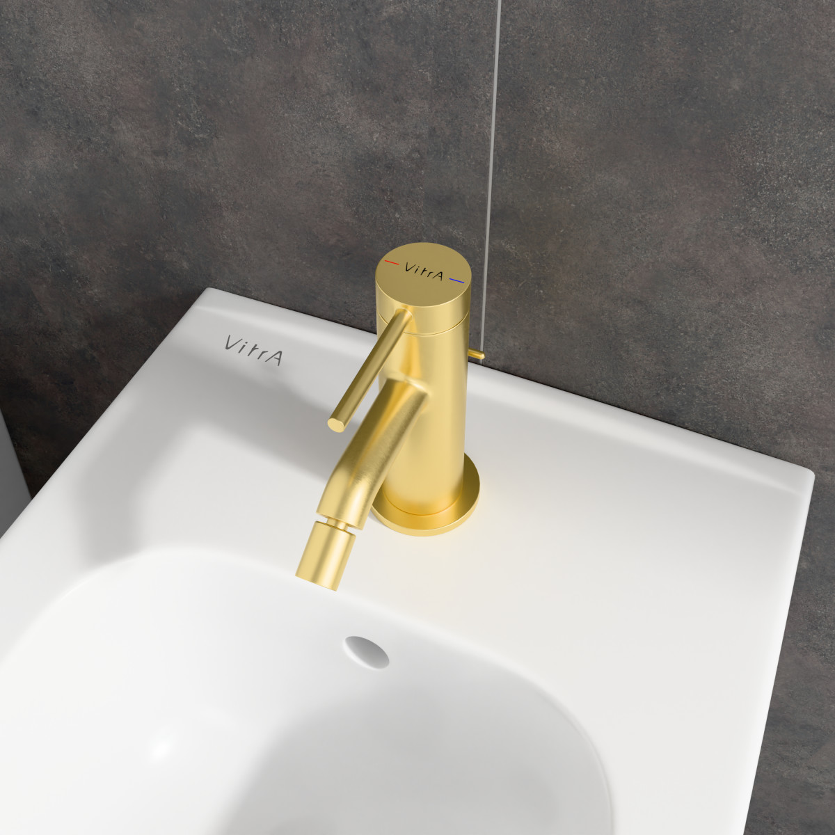 Смеситель для биде VitrA Minimax Round A4353625EXP однорычажный брашированное золото латунь