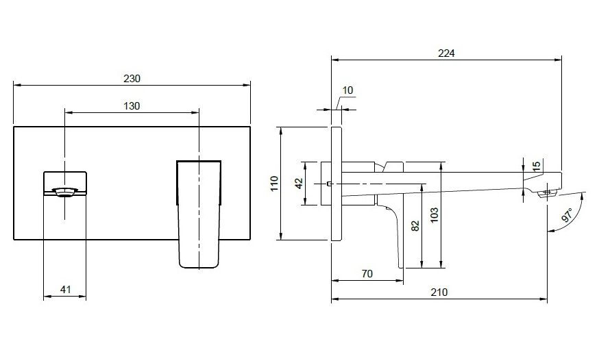 TVW125003000K5 Architectura Square Смеситель для ванной однорычажный