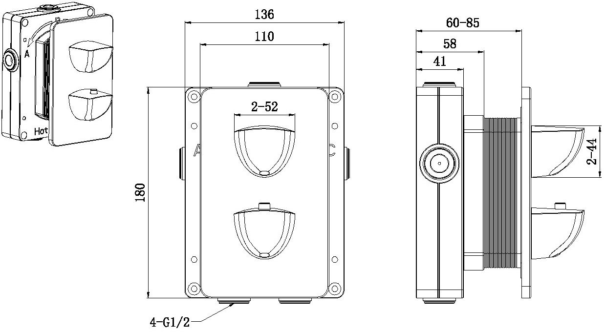 Смеситель для ванны Allen Brau Infinity 5.21216-31 (с внутренней частью, 2 выхода) черный матовый