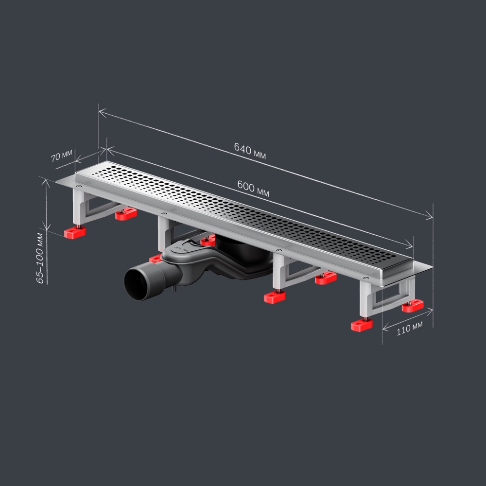 W01SC-P11-060-01SB MasterFlow Трап для душа линейный универс затвор Cut Gradient 60см цвет сталь мат