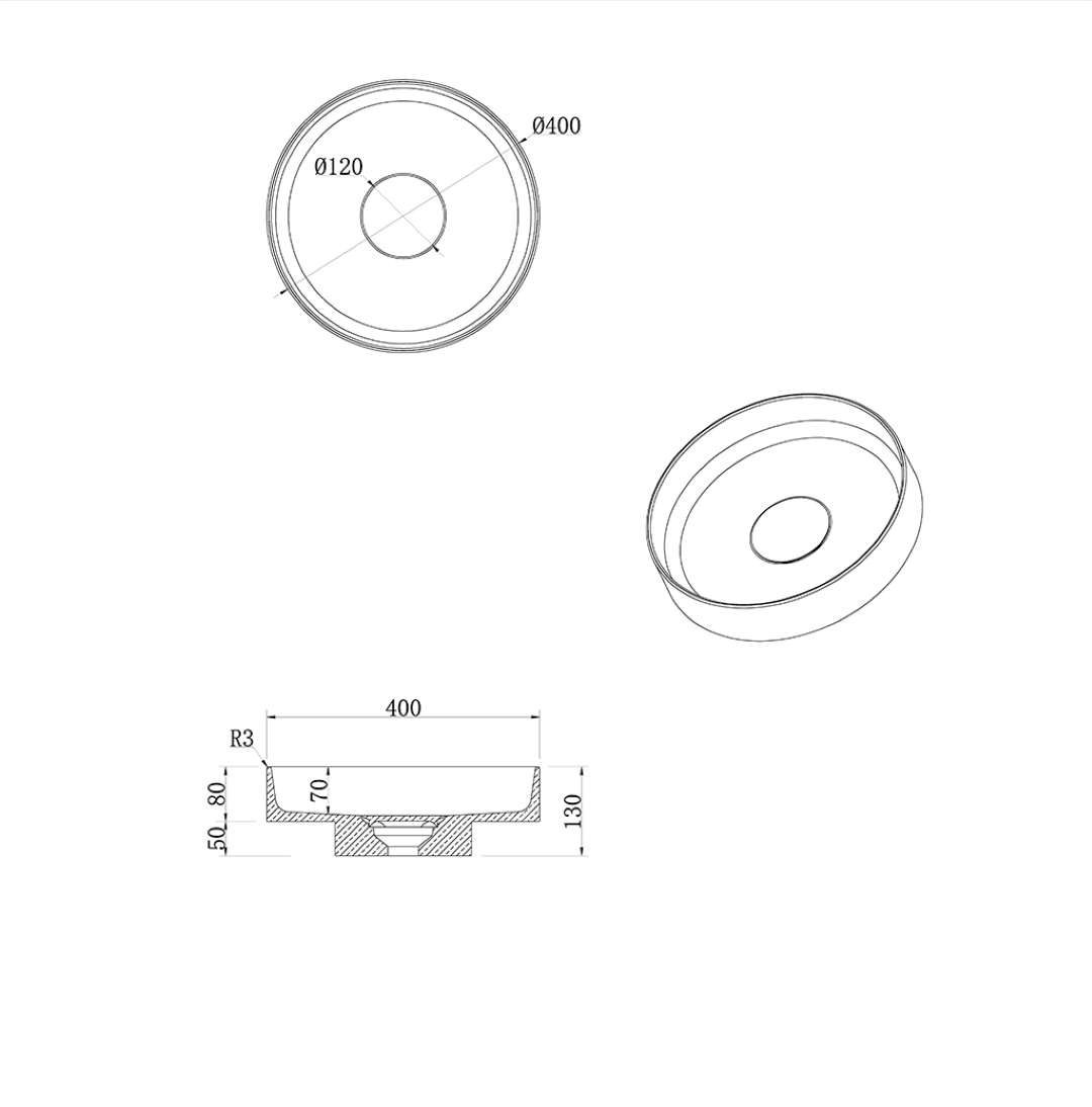 Раковина накладная рифленая с пьедесталом SOLE Corian 400*130 Calacatta