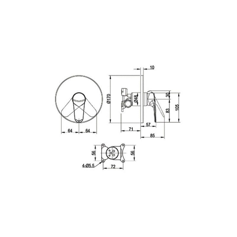 TVS10535211061 O.novo Start Смеситель однорычажный для душа без переключателя хром