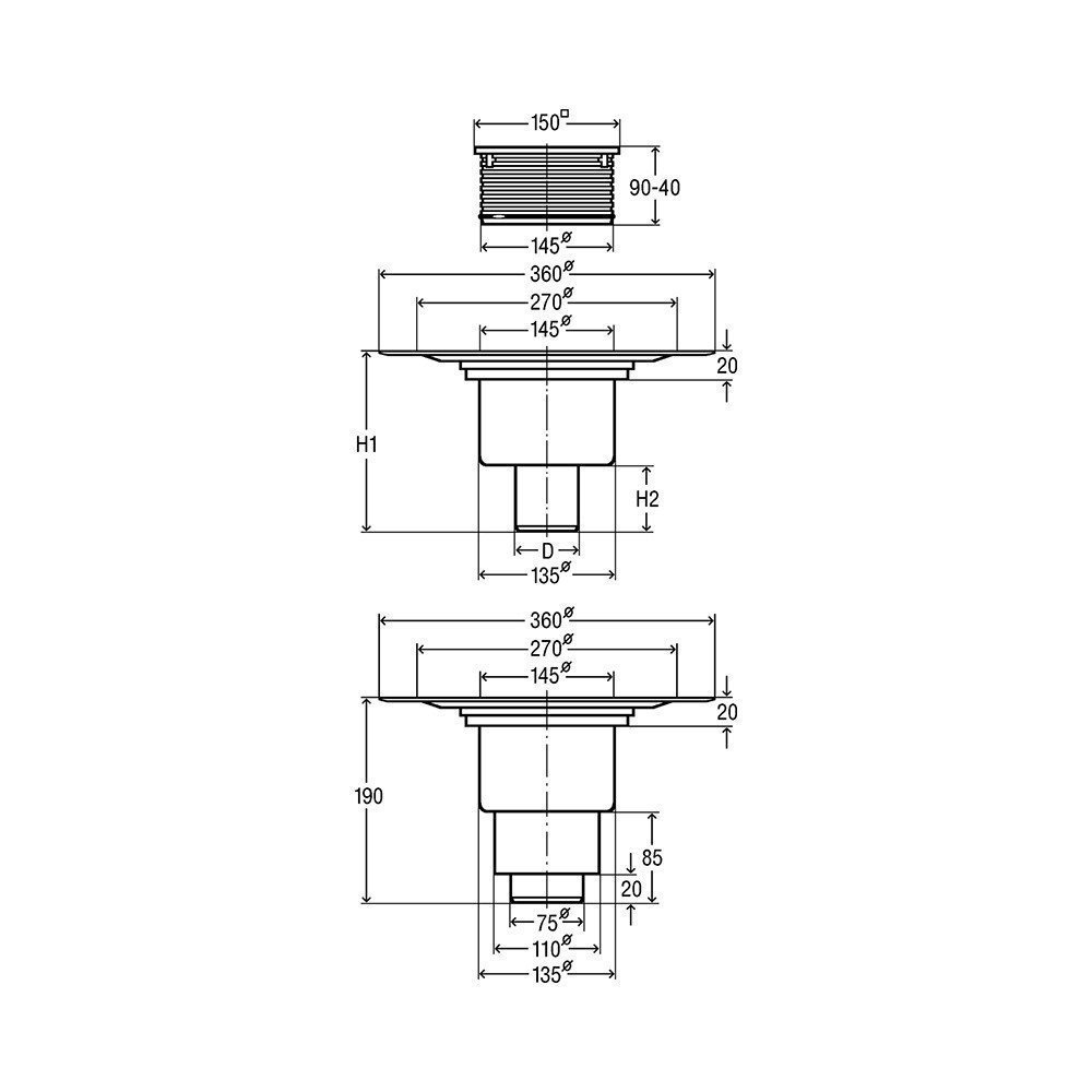 Viega Advantix 4951.1 арт. 557201 Душевой трап с декоративной панелью 150*150 мм (хром)