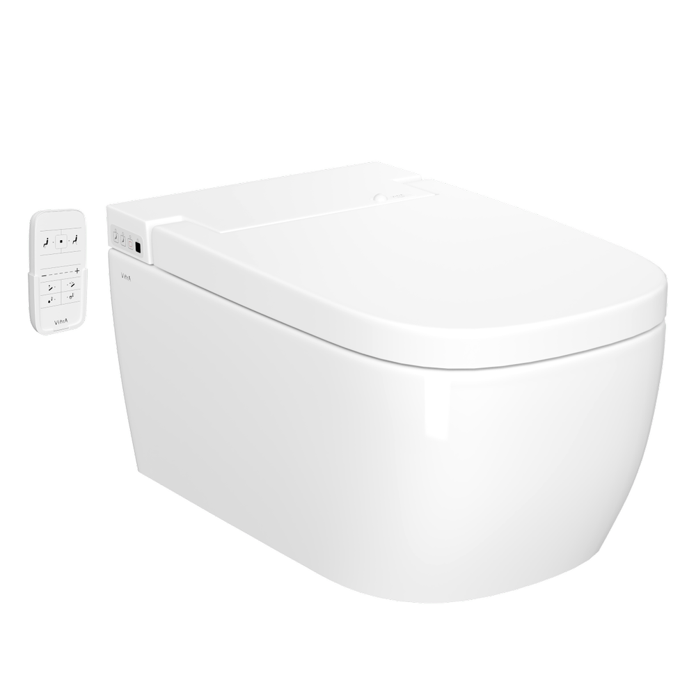 Умный унитаз VitrA V-Care 5674B003-6193 Basic подвесной безободковый Rim-ex c бидеткой белый санитарный фарфор антибактериальное покрытие Hygiene