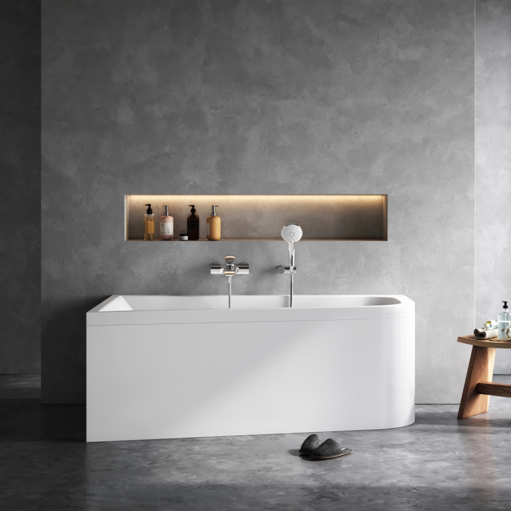 W72A-160L100W-A2 Ванна акриловая spirit  ассиметричная 160x100, без слива/перелива, левосторонняя