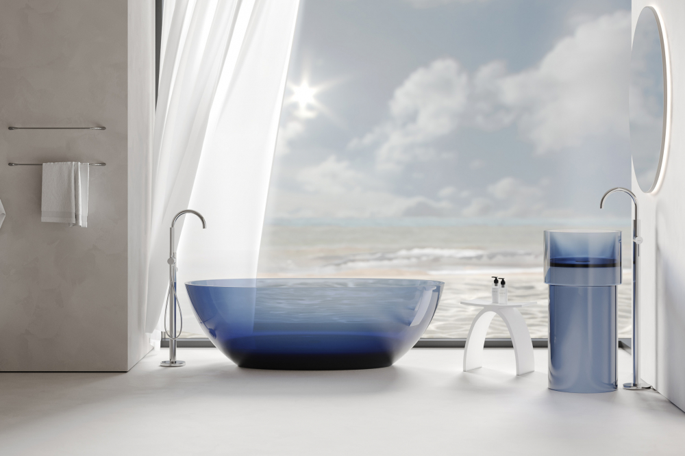 Прозрачная ванна ABBER Kristall AT9701Saphir синяя