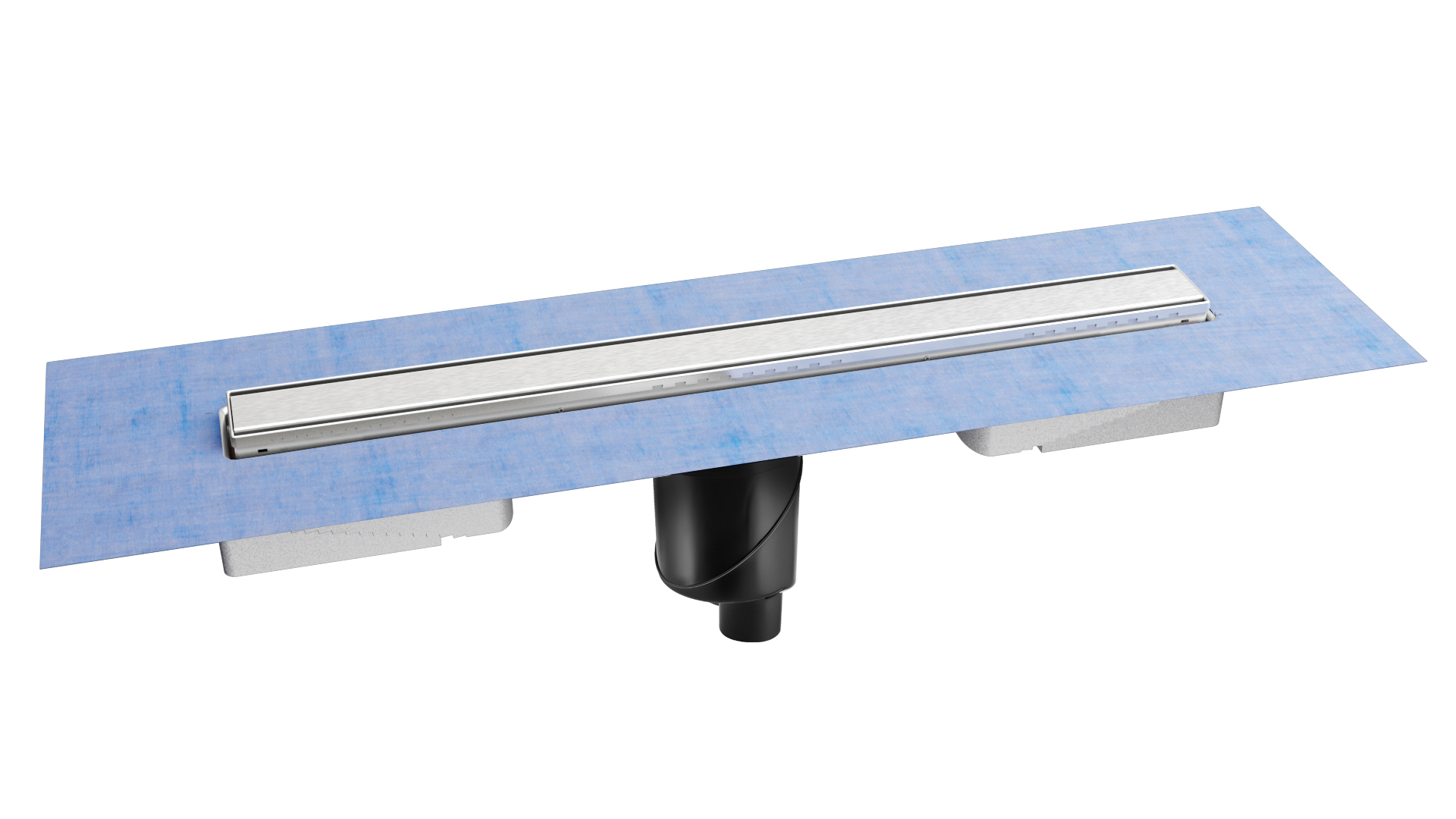 Желоб berges водосток в1 keramik 600, матовый хром, s-сифон d50/105 h50 вертикальный