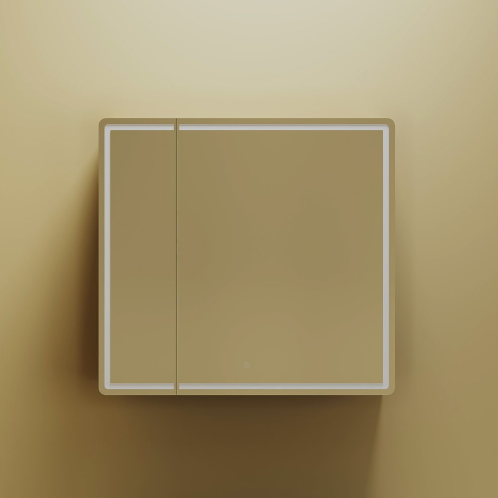 Зеркальный шкаф для ванной комнаты sancos mirror 790x150х740 мм, с led подсветкой, цвет дуб чарльстон, арт. mi80ech