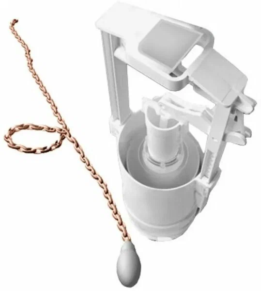 Kerasan механизм слива new "catis" для высокого бачка с держателем, ручка белая (слева или справа), без трубы, цвет золото