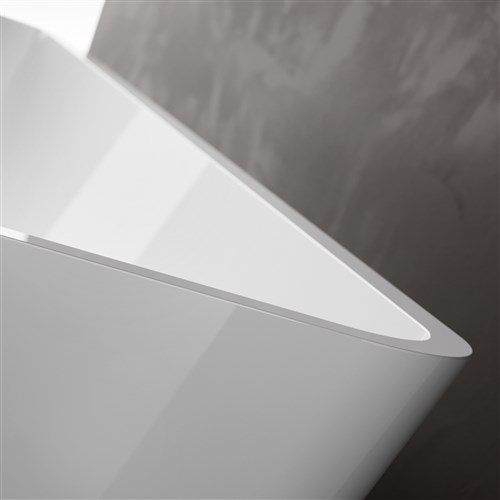 Ванна отдельностоящая искусственный камень 1650х700х600 со сливом-переливом белый глянцевый viva gruppo treesse