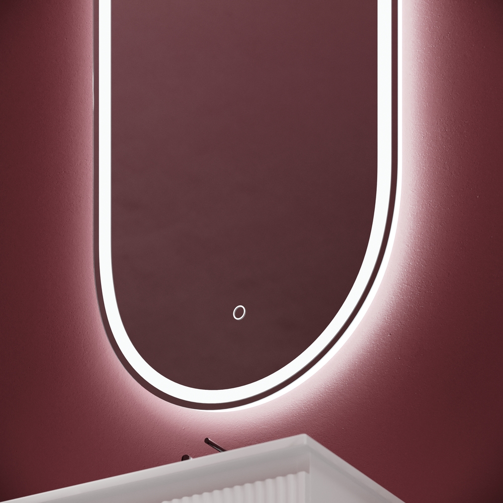 Зеркало для ванной комнаты sancos oval, фронтальная подсветка 550х1050 с сенсорным управлением на прикосновение, арт. ov55f
