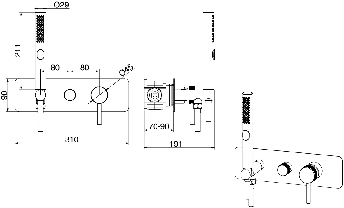 Смеситель для душа Allen Brau Priority 5.31009-BN (с внутренней частью, 2 хода) никель браш