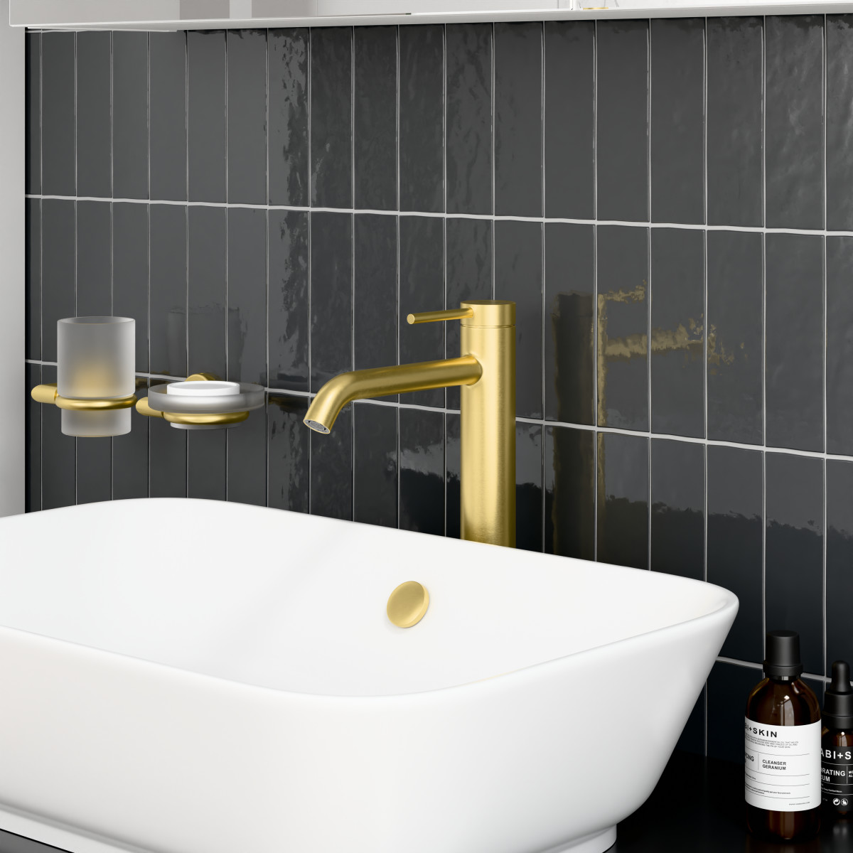 Смеситель для раковины-чаши VitrA Minimax Round A4353425EXP однорычажный брашированное золото латунь