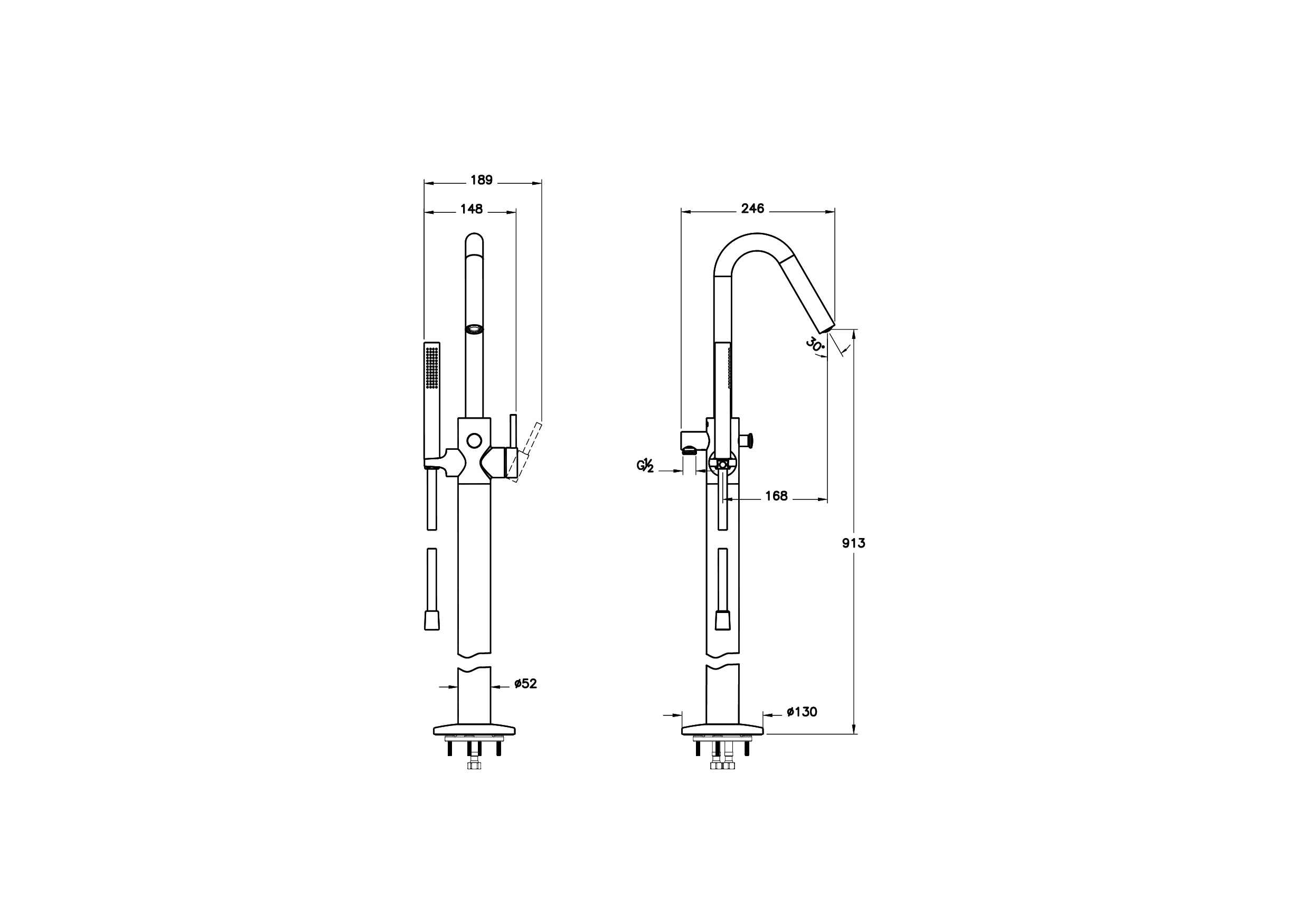 Напольный смеситель origin, матовый черный