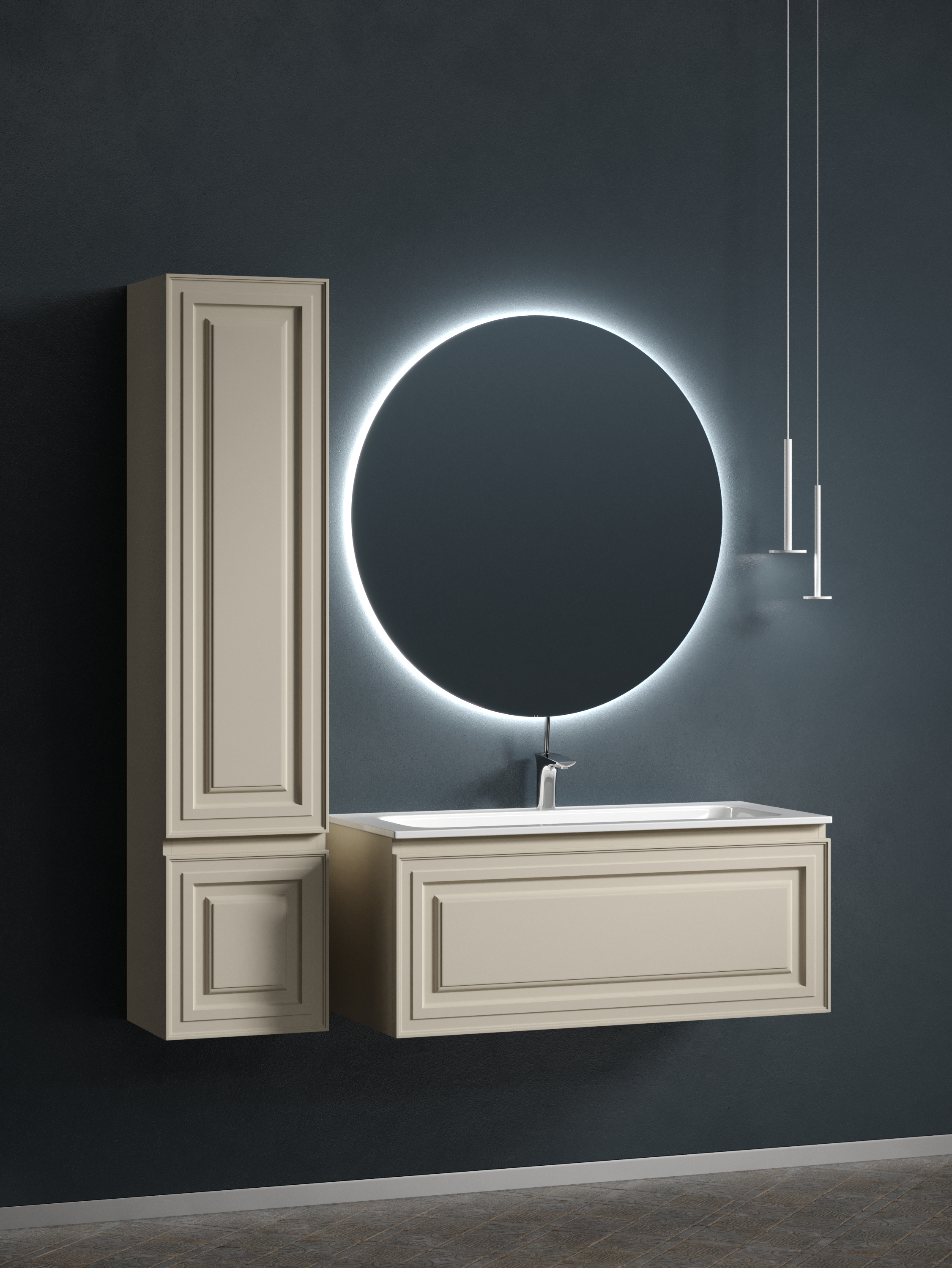 Тумба подвесная sancos very 995х445х406, c одним  ящиком оснащенным доводчиками, beige soft , арт.vr100ce