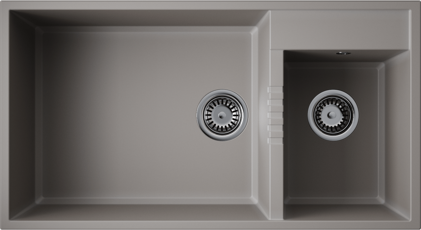 Кухонная мойка omoikiri tedori 85-2-u-gr tetogranit/leningrad grey 850 x 465 x 215
