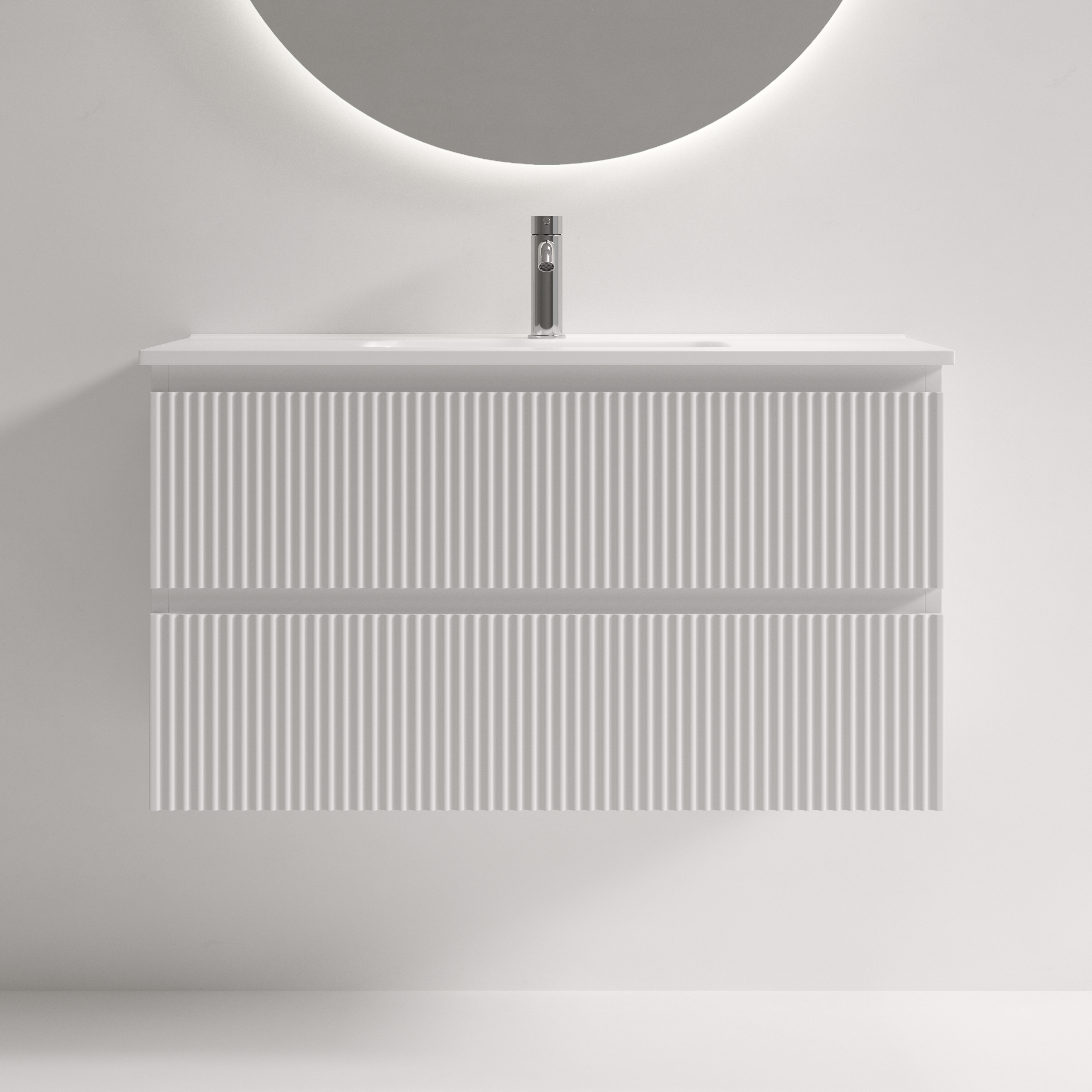 Тумба подвесная SANCOS Snob R 890х390х500, c двумя ящиками оснащенными доводчиками, Bianco, арт.SNR90/39W