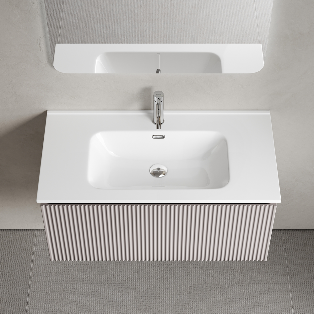Тумба подвесная SANCOS Snob R 1.0 890х445х406, c одним ящиком оснащенным доводчиками, Doha Soft , арт.SNR1.090SM
