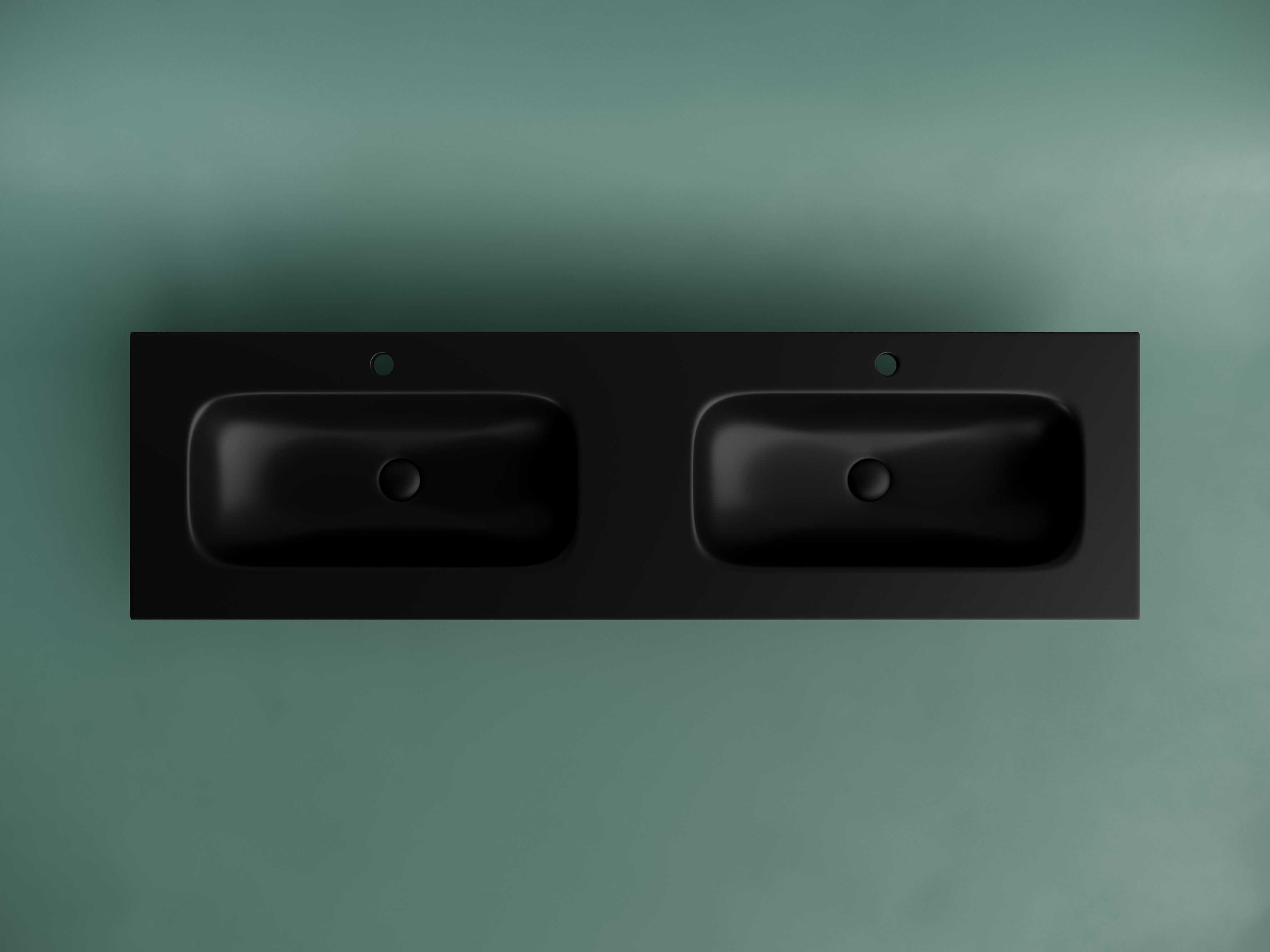 Раковина накладная мебельная grace прямоугольная 1610x457x137 с двумя чашами и отверстиями под смеситель цвет черный матовый cn7023mb