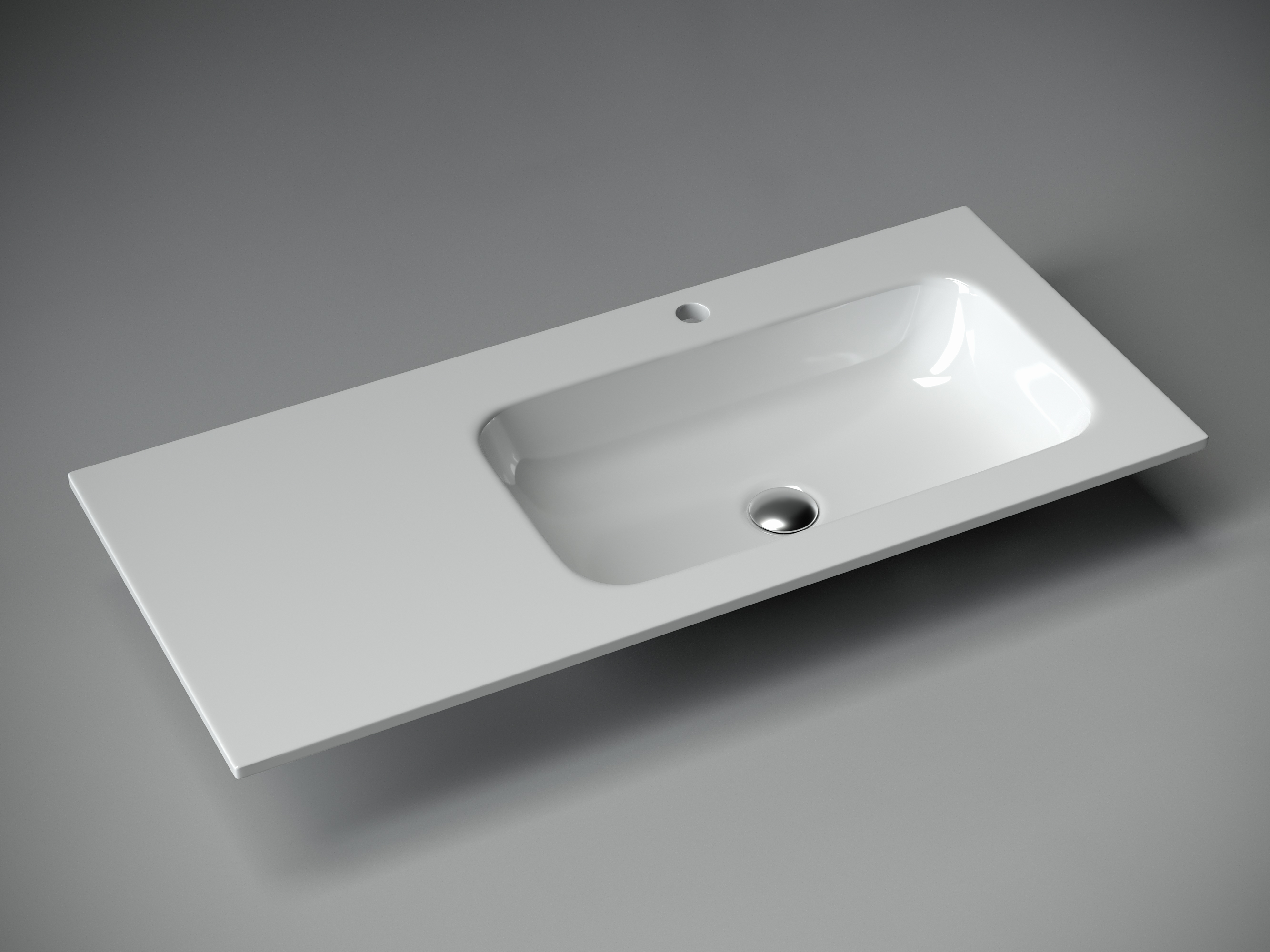 Раковина накладная grace прямоугольная, 1010*457*137 мм, чаша справа, с отверстием под смеситель, цвет белый