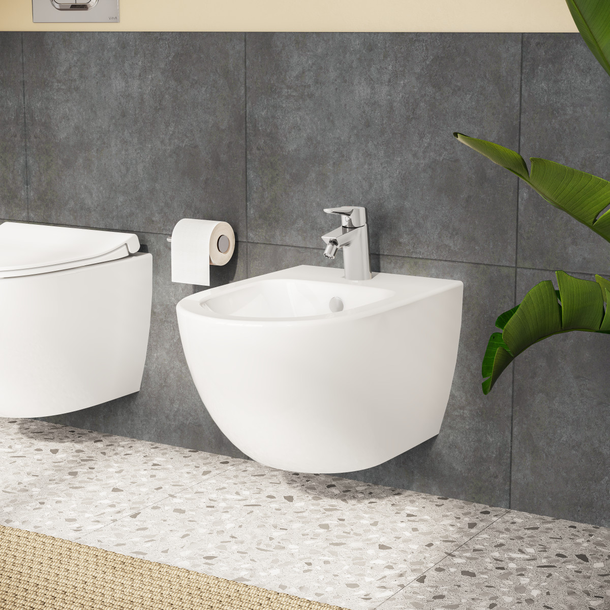 Биде VitrA Sento 4338B003-1046 подвесное белое с отверстием под смеситель покрытие Hygiene