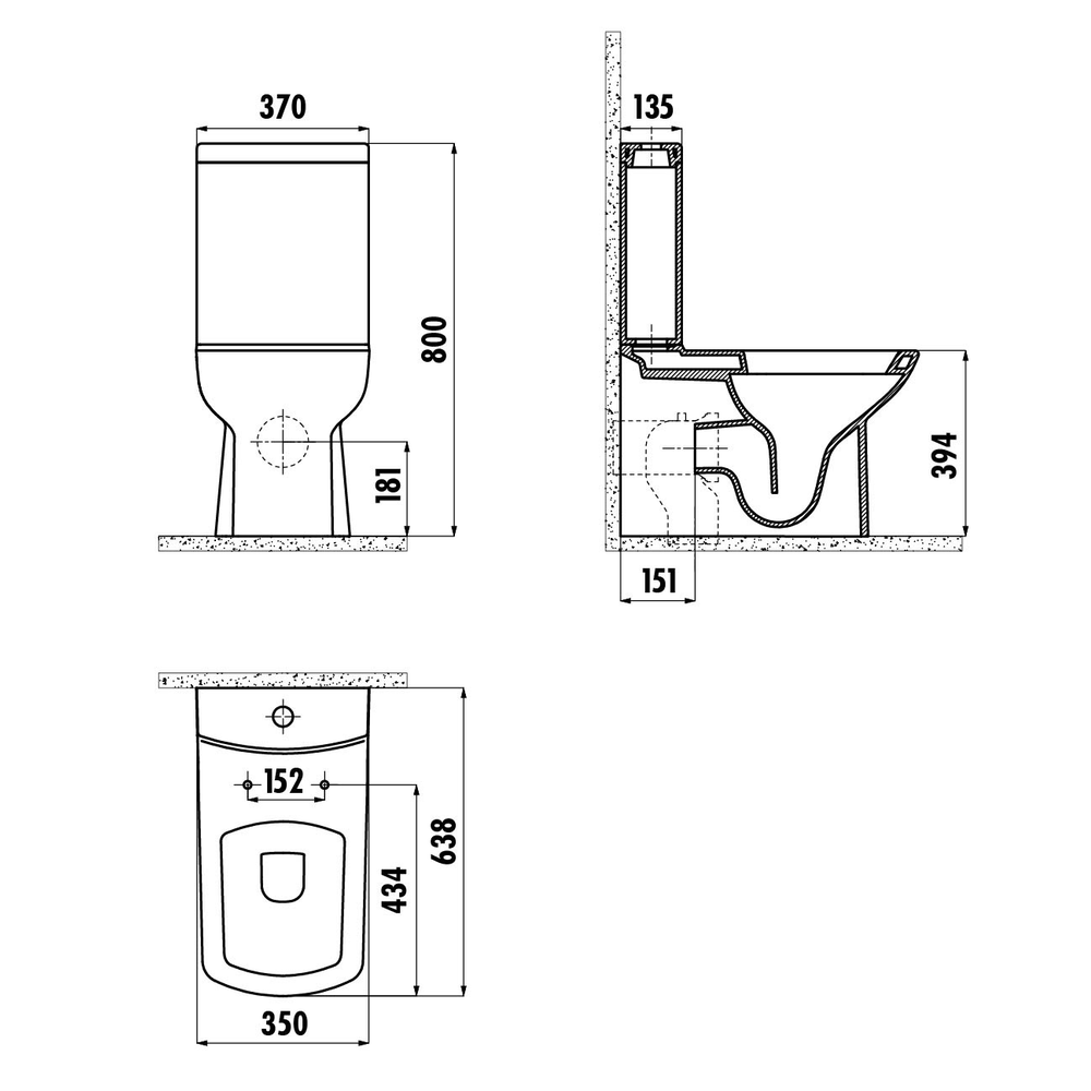 Creavit lara lr360-11sm00e-0000 унитаз-компакт | чаша унитаза (черный матовый)