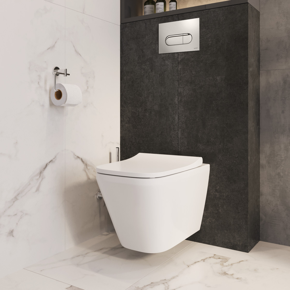 Подвесной унитаз VitrA Integra Square 7082B003-7209 безободковый Rim-ex белый санитарный фарфор антибактериальное покрытие Hygiene