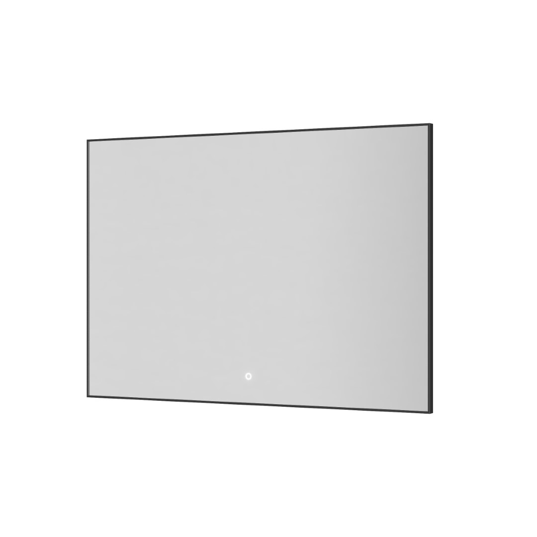 Прямоугольное зеркало , мет. рама, подсв., сенсор, антизапотевание, 100*70 gun metal