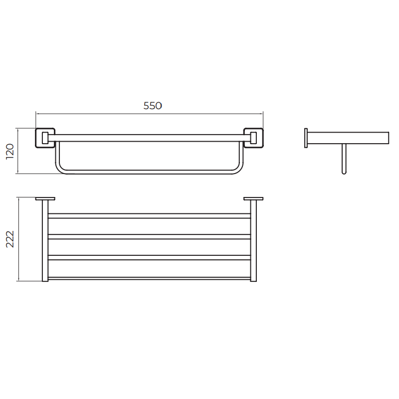 Полотенцедержатель с полкой 60см нерж. сталь addimex technic cat002-05/bgm black gun metal pvd