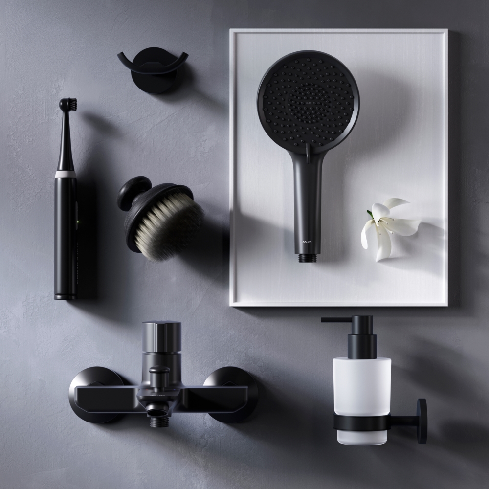 F85A10522_xxx X-Joy TouchReel смеситель д/ванны/душа нажимной, чёрный