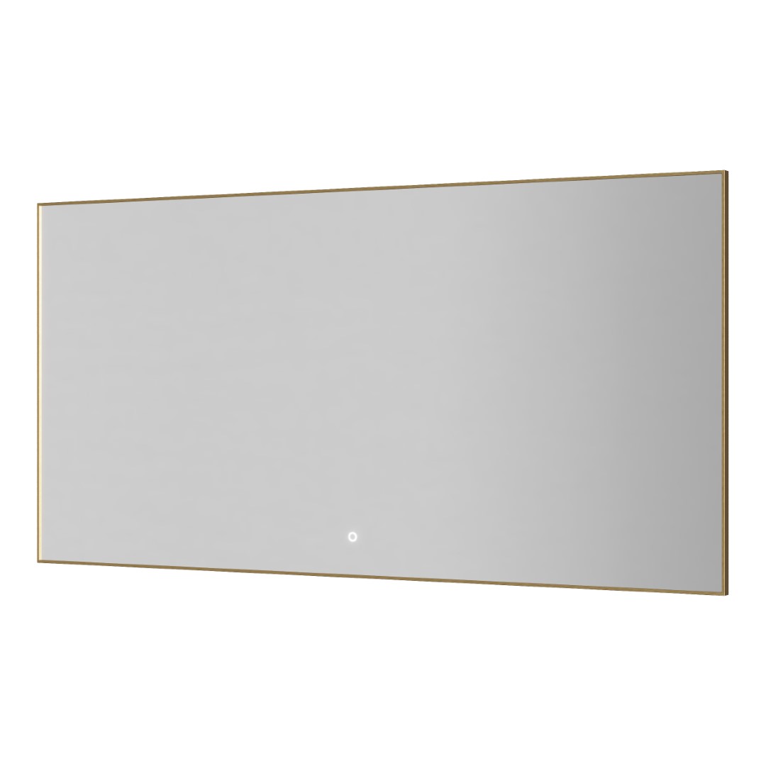 Прямоугольное зеркало , мет. рама, подсв., сенсор, антизапотевание, 140*70 matt gold
