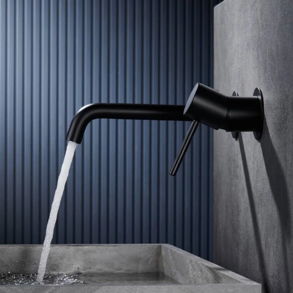 Смеситель для раковины настенный скрытая часть в комплекте imex monza glm039/ng matt black