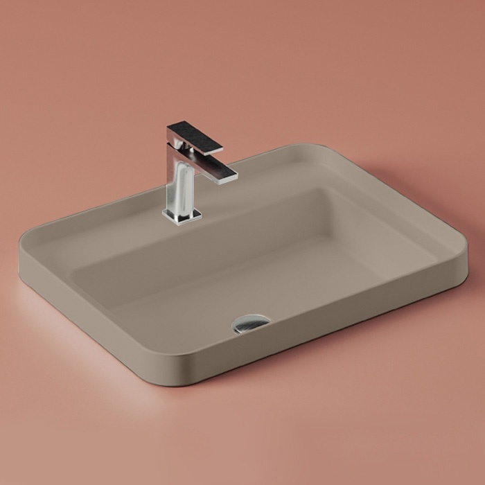 Раковина врезная сверху 153x605x455 серый матовый fuori scala artceram