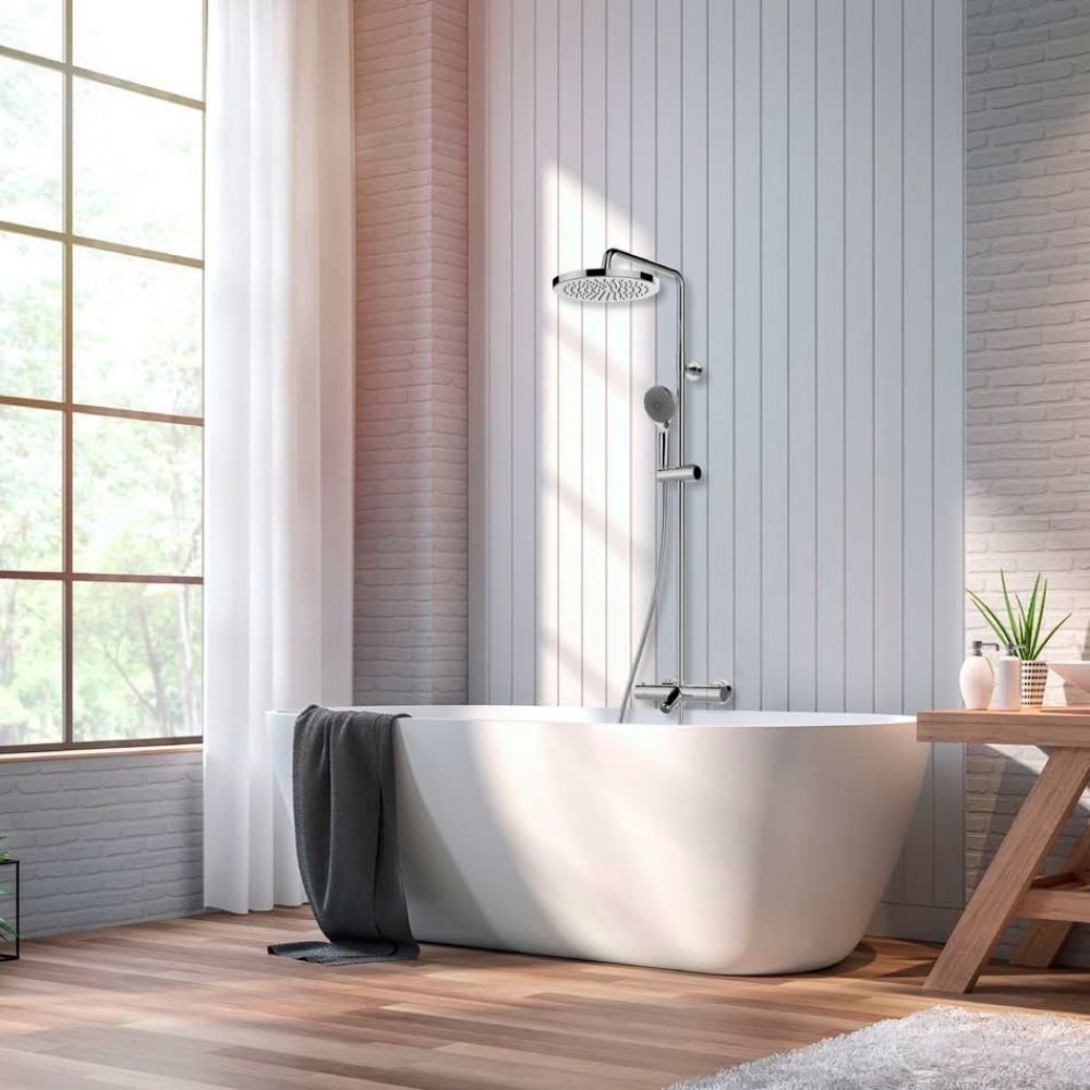 Bossini elios l10402.030 душевая система с термостатом - с функцией наполнения ванны хром