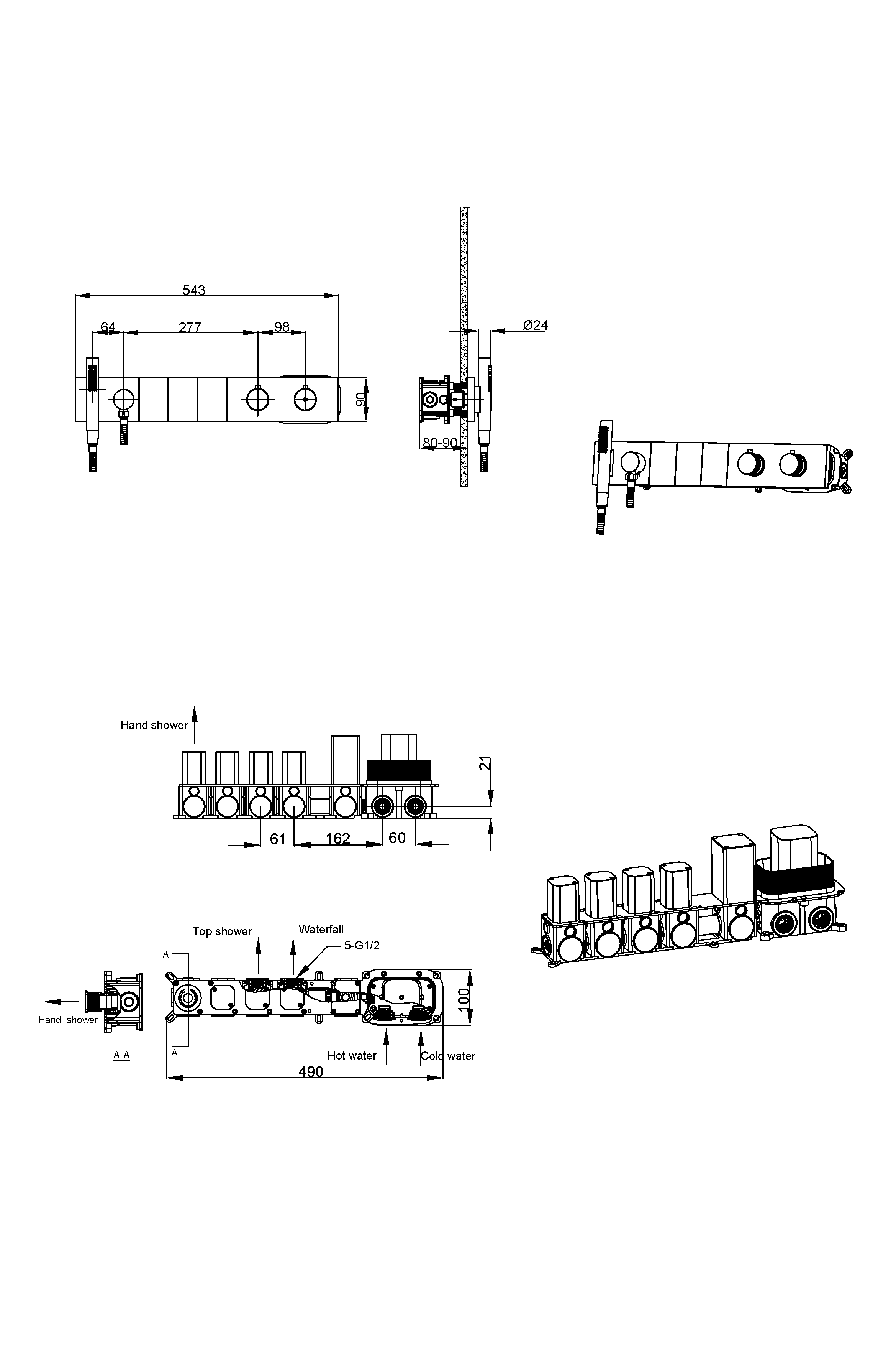 Смеситель zodiac thermo с ручным душем shine gun metal