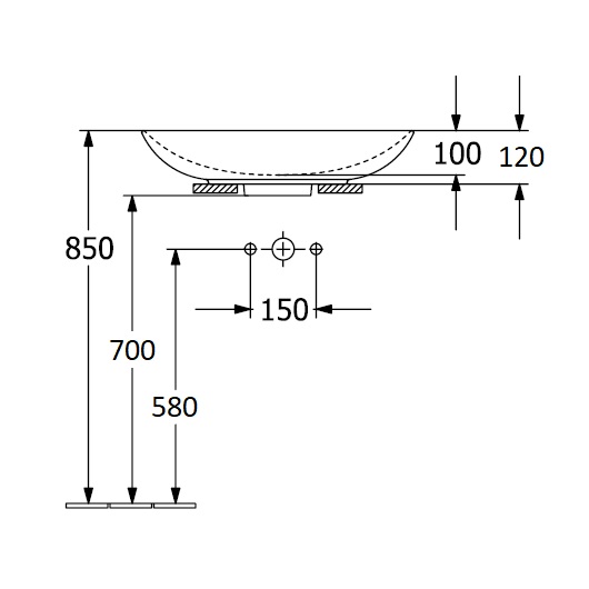 4A4901I4 Loop & Friends Раковина для установки на столешницу, 560 x 380 x 120 mm, Graphite CeramicPlus (графит), без перелива без донного клапана