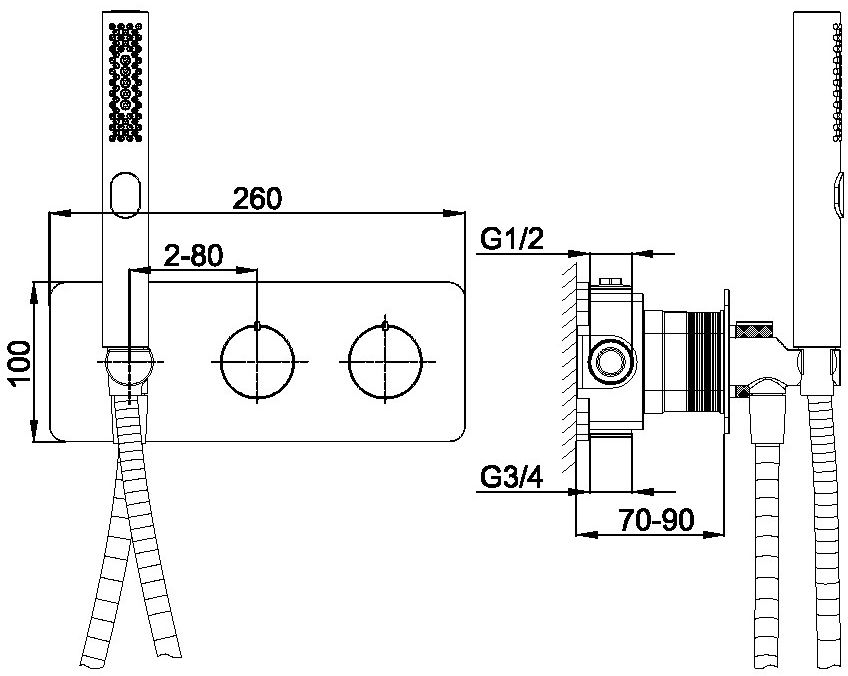 Смеситель для ванны Allen Brau Liberty 5.33009-00 (с внутренней частью, 2 хода) хром