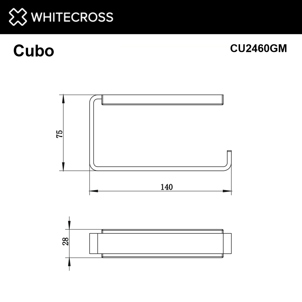 Держатель туалетной бумаги whitecross cubo cu2460gm (оружейная сталь)