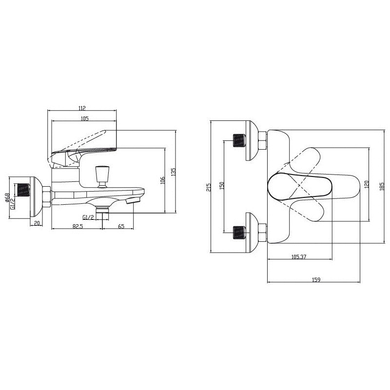 TVT10550111061 Смеситель для ванны Villeroy&Boch O.NOVO START хром